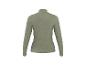 Damen olivgrüner gerippter Rollkragenpullover, Rückansicht.