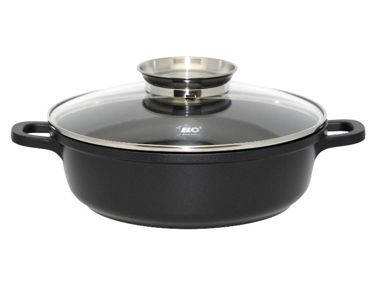 ELO schwarzer Topf mit Glasdeckel und Edelstahlknauf