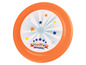Eine orange Frisbee mit einem Sternenmuster und dem Logo 'écoiffier SPORT'.