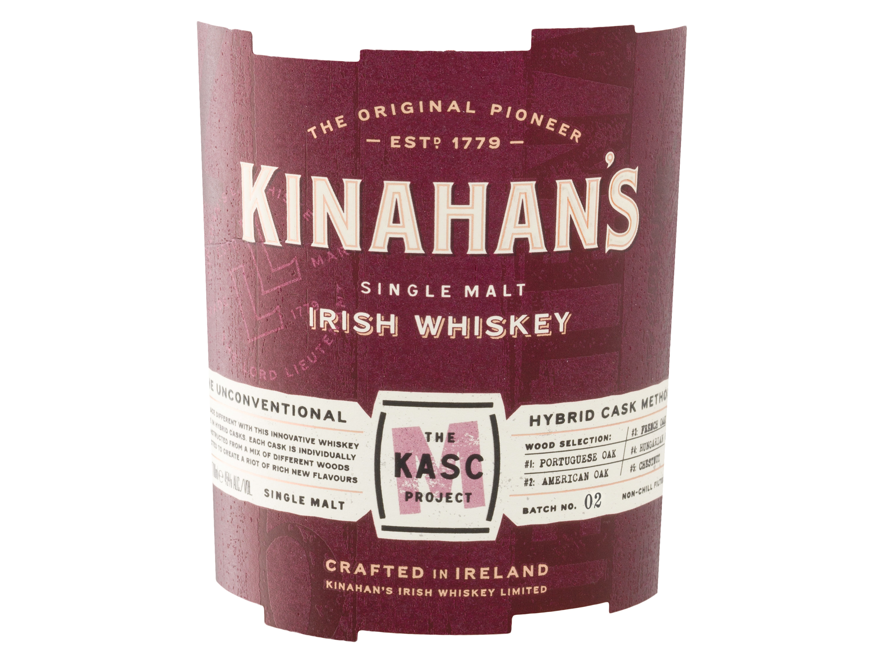 Thumbnail - Kinahans Kasc M + 2 Holzbecher-Geschenkbox 45% Vol