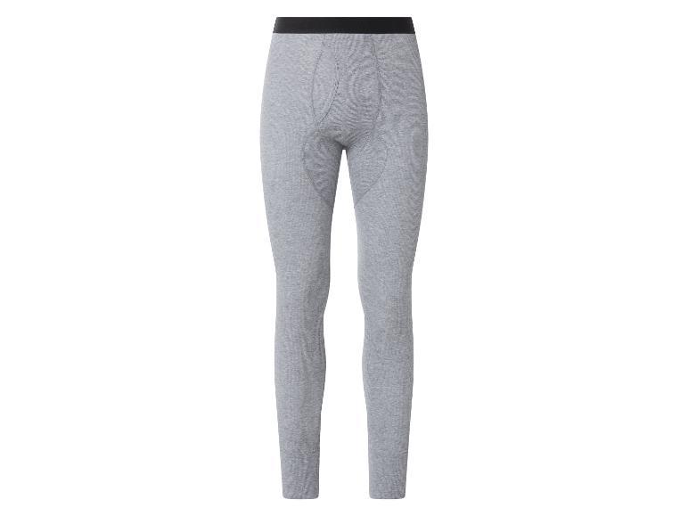Graue gerippte lange Unterhose mit schwarzem Gummibund.