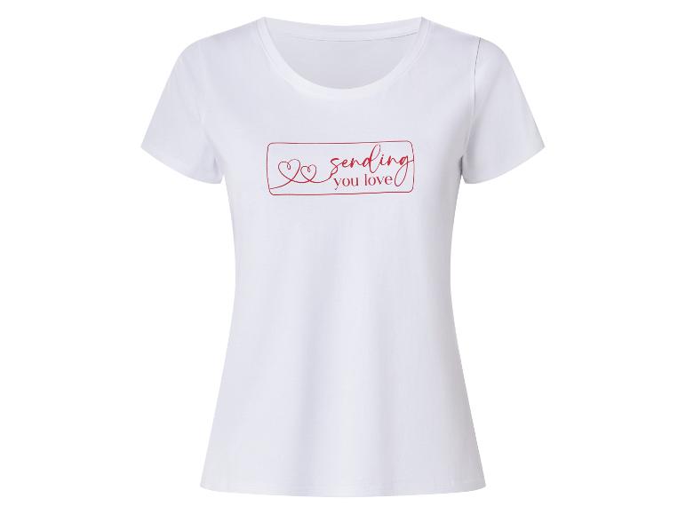Weißes Kurzarm-T-Shirt mit „sending you love“-Schriftzug und Herzdesign