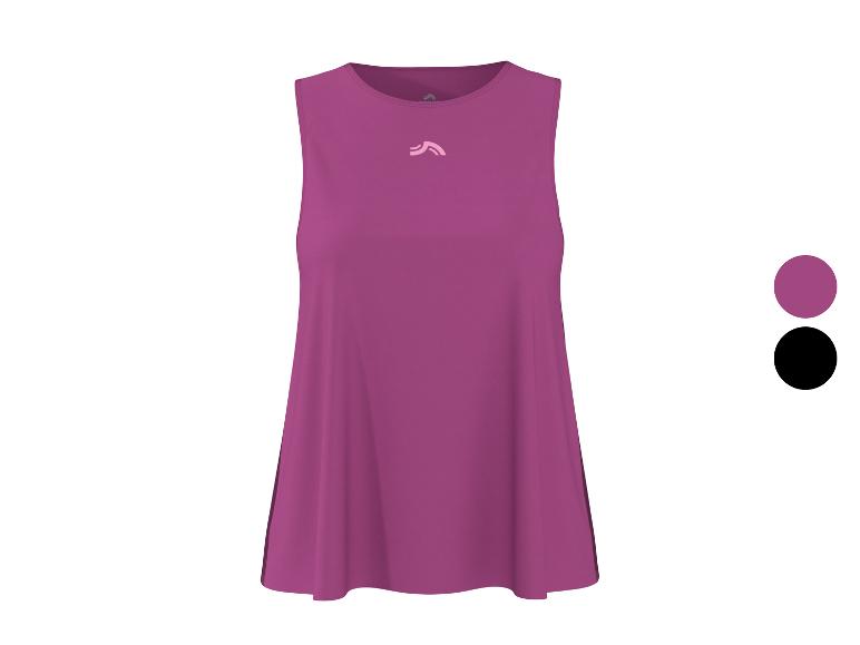 Fuchsiafarbenes Damen-Tanktop mit Logo auf der Brust, erhältlich in Fuchsia und Schwarz.