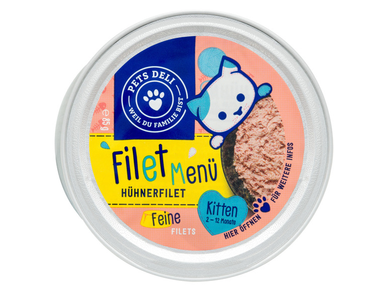 Gehe zu Vollbildansicht: PetsDeli Junior Filet Menü Feine Filets mit Hühnerfilet für Katzen, 4 x 85 g - Bild 2