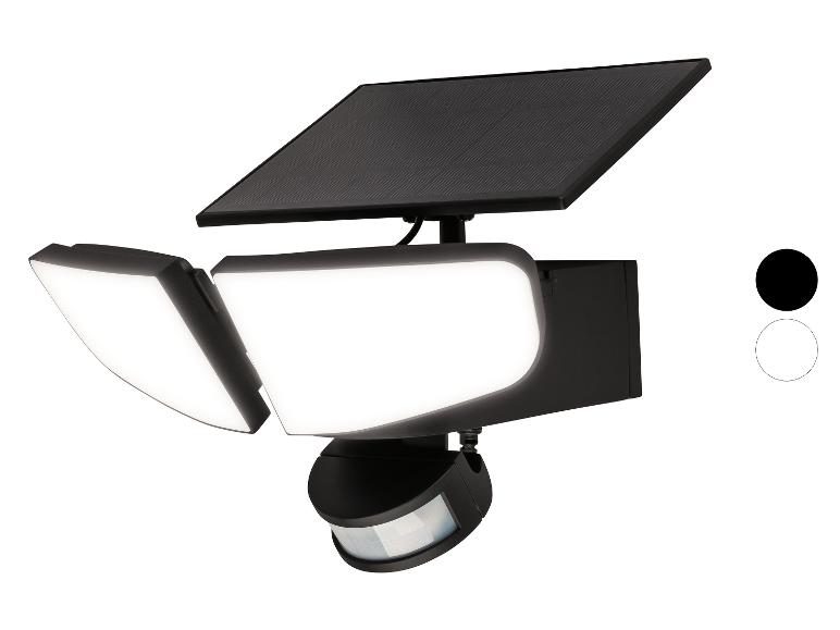 Schwarzer Solar-LED-Fluter mit Bewegungssensor und zwei verstellbaren Leuchten