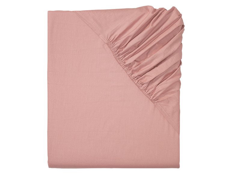 Ein rosa Spannbettlaken.