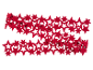 Rote Filzsterne auf schwarzem Hintergrund, in zwei Reihen angeordnet.