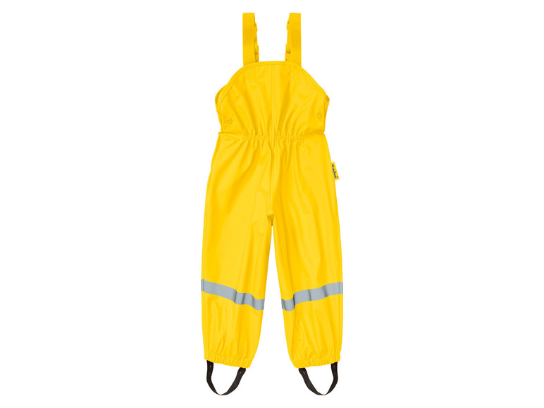 Gelbe Regenhose mit Hosenträgern für Kinder.