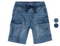 Blaue Jeans-Cargo-Shorts mit Gummizugbund.