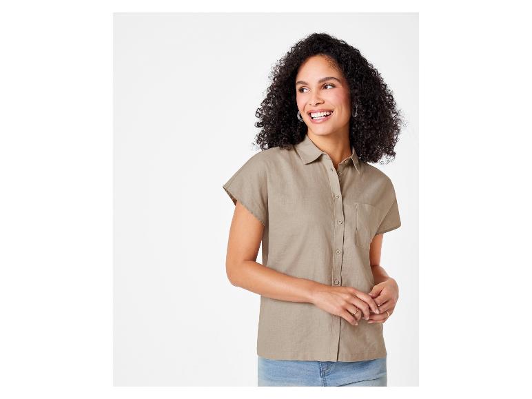 Damen Leinenbluse, leger geschnitten
