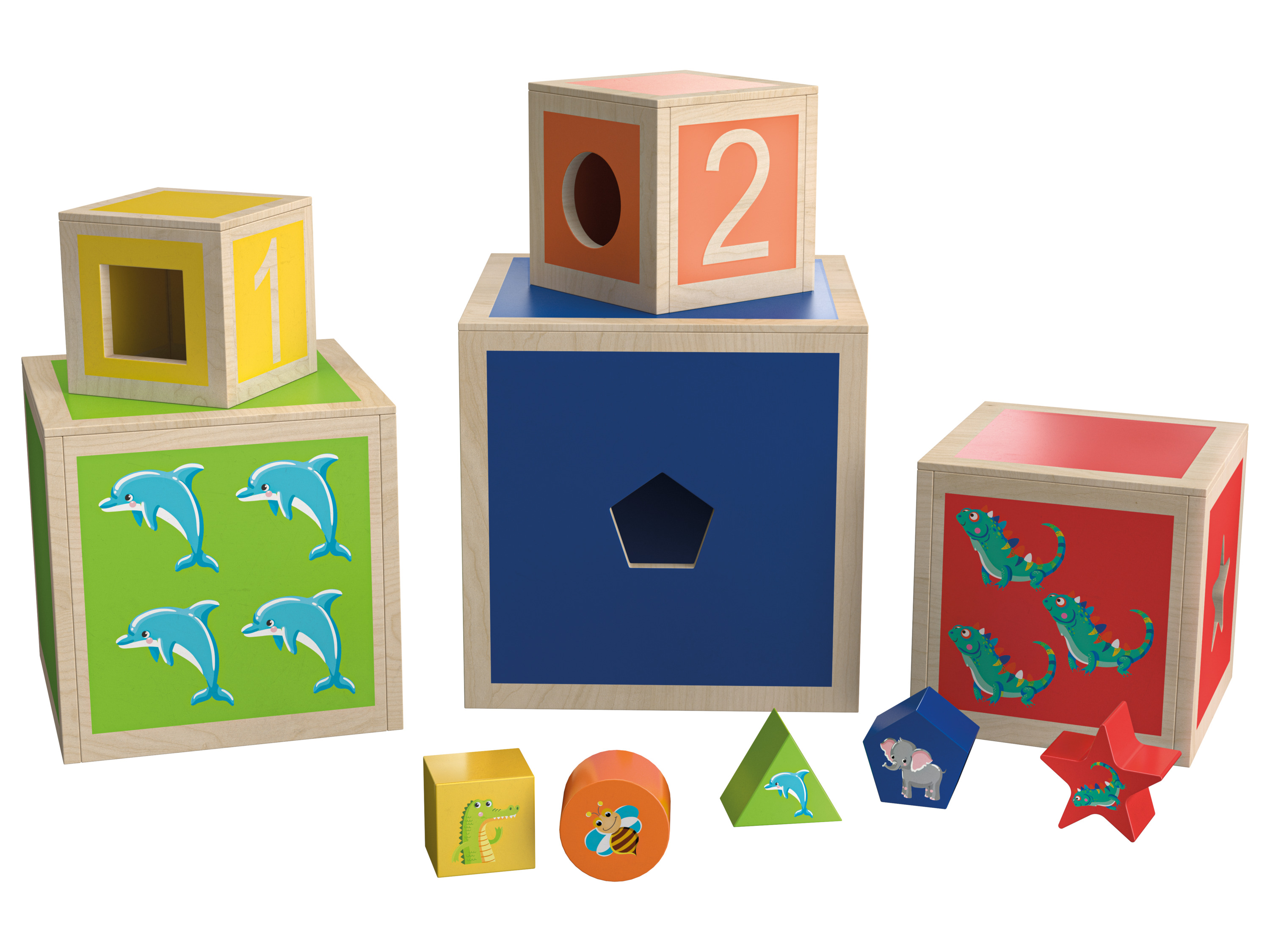 LUPILU® Regenbogen-Stapelwürfel / Regenbogen-Legespiel / Regenbogen-Stecktürme / Mosaik-Spiel