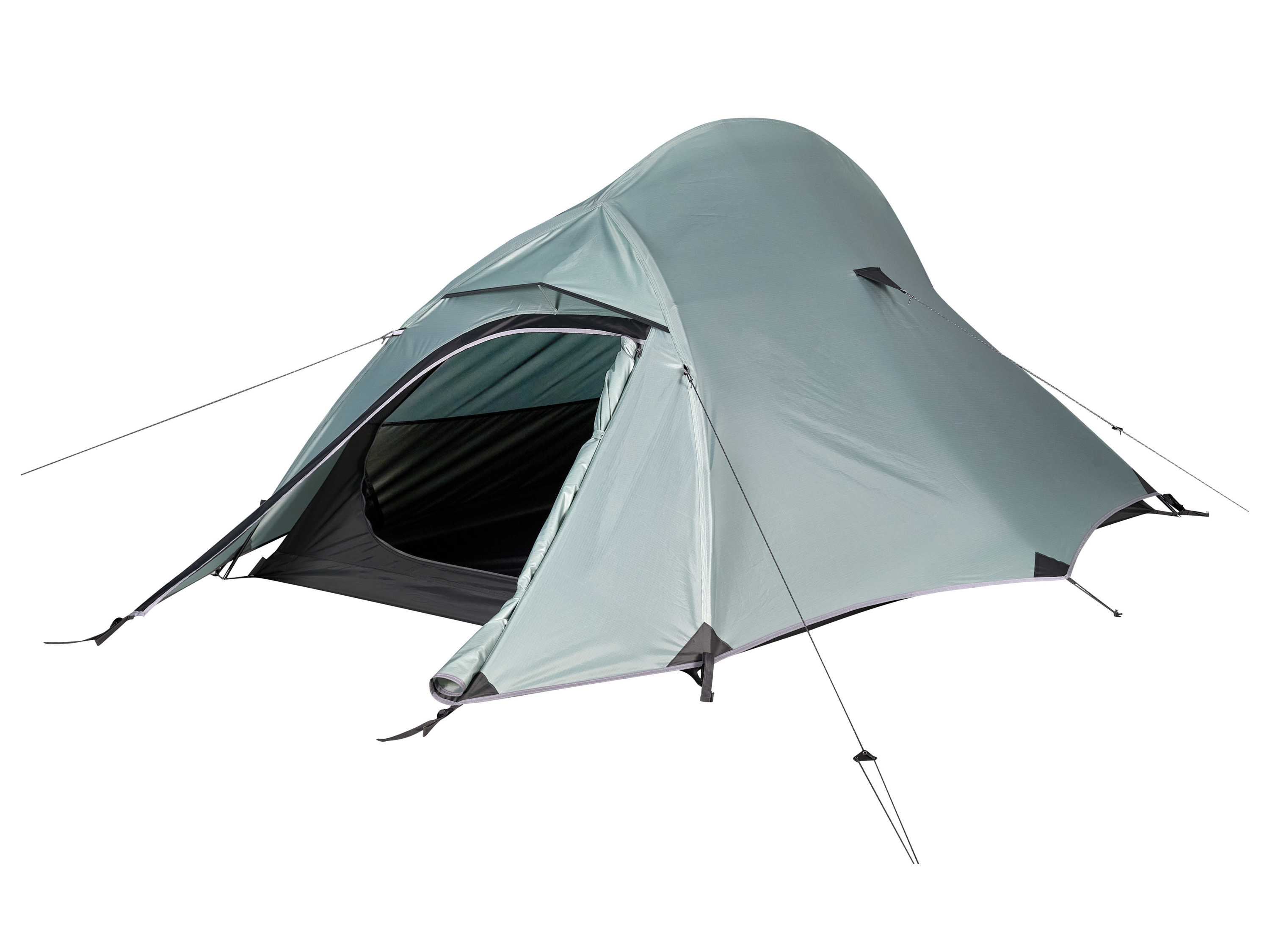 TAMBU Tunnelzelt, 2 Personen (Benoy)““ | sodass Du zuverlässig vor Nässe geschützt bist. Das Innenzelt hat die Maße 225 cm x 120 cm x 90 cm in der höchsten Stelle und eignet sich optimal für zwei Personen. Es ist jedoch auch ideal für eine Person, die viel Ausrüstung dabei hat. Zahlreiche Lüftungsöffnungen sorgen für ein angenehmes Raumklima, während zwei Seiteneingänge einen bequemen Zugang ermöglichen. Zusätzliche Innentaschen und reflektierende Elemente am Eingang und an den Kanten erhöhen die Funktionalität. Das Natuna 2.0 Trekkingzelt kombiniert Leichtigkeit und durchdachte Features für ein unvergessliches Outdoor-Erlebnis! Benoy Das Trekkingzelt Benoy von Tambu ist die perfekte Wahl für alle, die Wert auf Nachhaltigkeit, Funktionalität und Langlebigkeit legen. Mit einem Gewicht von nur 2,8 kg und einem kompakten Packmaß ist es ideal für Trekking- und Wandertouren. Das Zelt bietet Platz für zwei Personen und verfügt über einen praktischen Front-Eingang mit reflektierenden Details, die auch bei Dunkelheit gut sichtbar sind. Das Außenmaterial besteht aus hochwertigem, recyceltem Rip-Stop-Polyester, das besonders reißfest und nachhaltig ist. Dank der hochwertigen Silikonbeschichtung ist das Zelt extrem langlebig, wasserabweisend und wetterfest. Das leichte, aber stabile Aluminiumgestänge mit dem Y-frame sorgt für zuverlässige Standfestigkeit – selbst unter anspruchsvollen Bedingungen. In modernem Aqua-Grau gestaltet, fügt sich das Zelt harmonisch in die Natur ein. Mit Maßen von 210 x 130 x 100 cm L x B x H bietet es optimalen Komfort für unterwegs. Das Benoy Trekkingzelt kombiniert durchdachtes Design mit hochwertigen Materialien – ideal für dein nächstes Outdoor-Abenteuer! Produktmerkmale tabletd Personenanzahl: 2 Maße: natuna 2.0: 265 x 175 x 95 cm