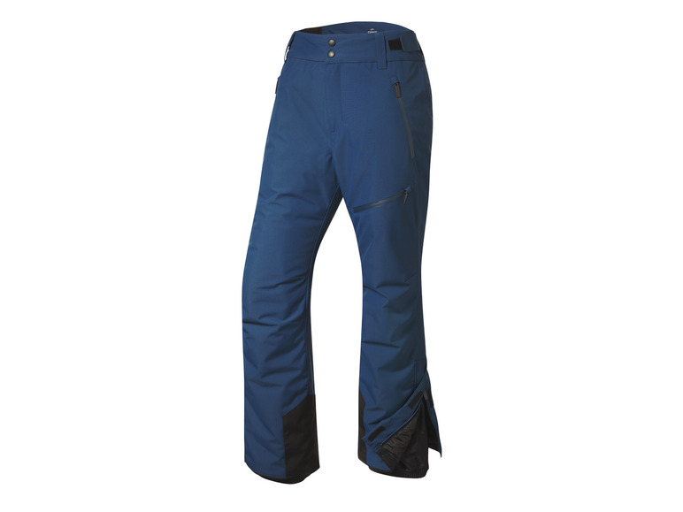 Blaue Skihose mit schwarzen Details.
