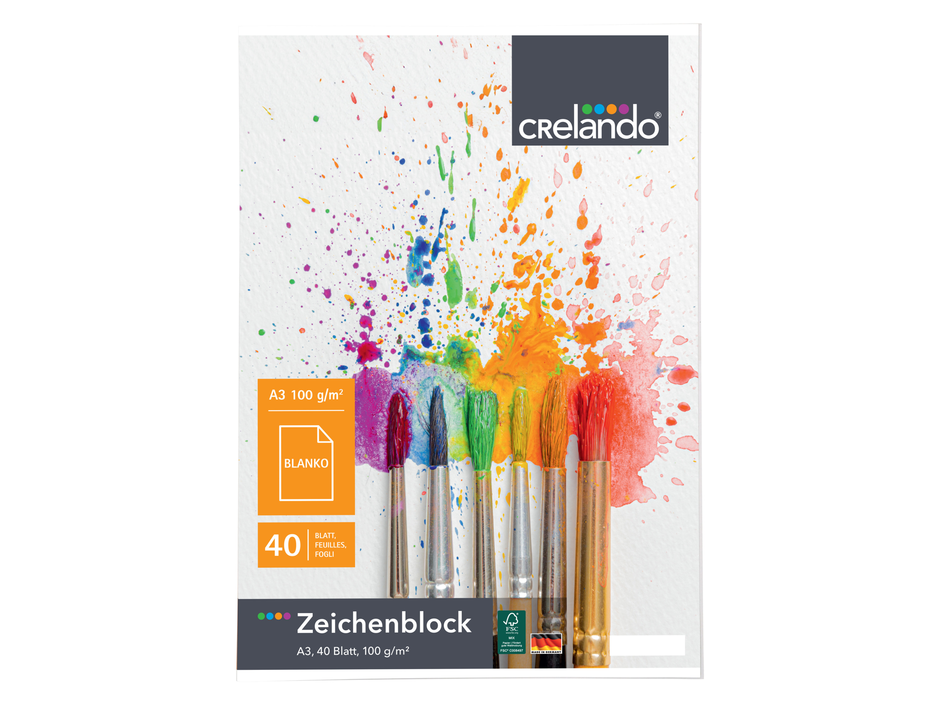 CRELANDO® Zeichenblock DIN A3, 40 Blatt (Pinsel)""