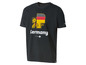 Schwarzes T-Shirt mit deutschem Flaggen- und Fußball-Design.