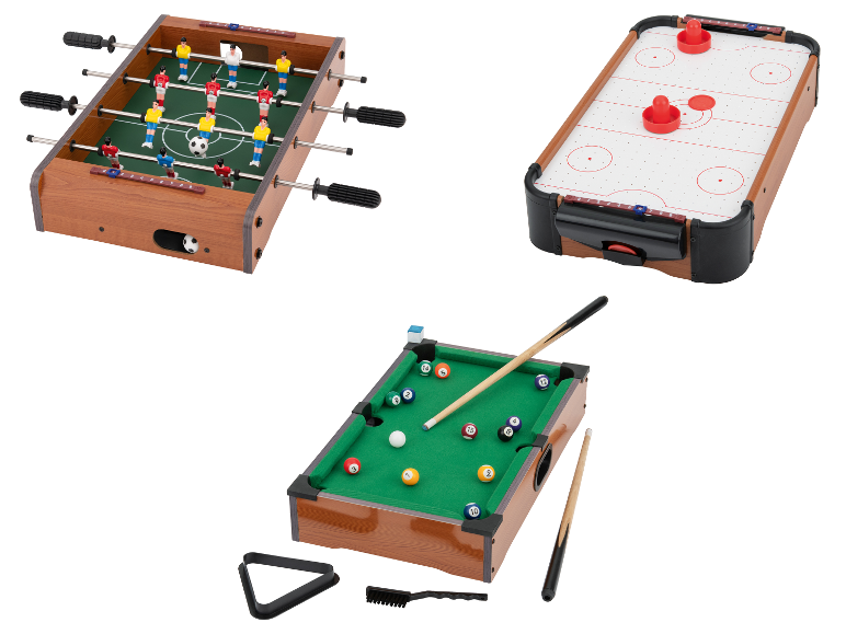 LUPILU® Holz-Tischspiele: Tischkicker, Airhockey und Mini-Billard.