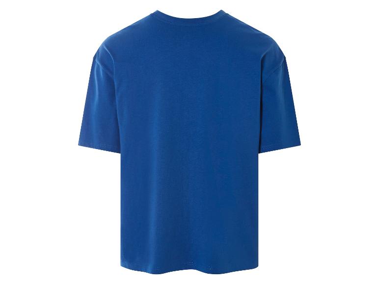 Kurzärmliges blaues T-Shirt, Rückseite.