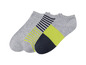 Drei Paar Socken in Grau, Schwarz und Grün mit Streifen