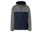 Ein grauer und dunkelblauer Kapuzenpullover mit Reißverschluss von Livergy.
