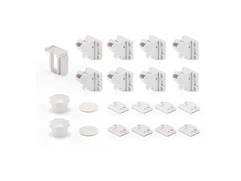 Magnetische Möbelverschlüsse mit Montageteilen.