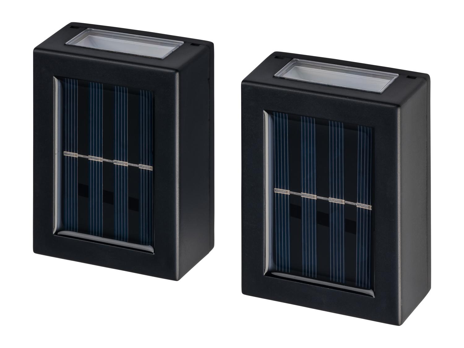 LIVARNO® LED-Solar-Außenwandleuchten, 2 Stück