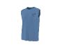 Blaues ärmelloses Shirt mit Aufdruck „Surfing Vibe Tropical Club Catch the Waves“.
