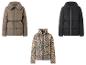 Drei Steppjacken: eine braune, eine schwarze und eine mit Leopardenmuster.