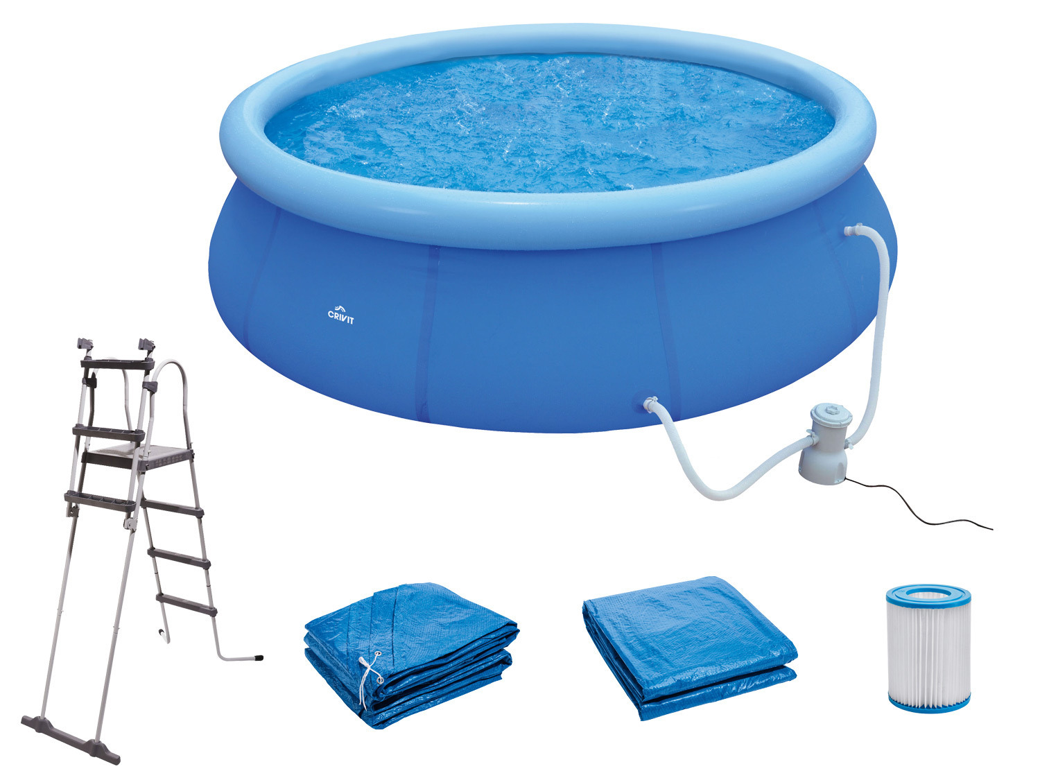 CRIVIT Quick-up Pool-Set, Ø 450 x H 122 cm, Komplett-S…