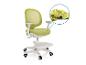 Grüner Bürostuhl mit Netzrückenlehne und Armlehnen, mit Stoffvergrößerung.