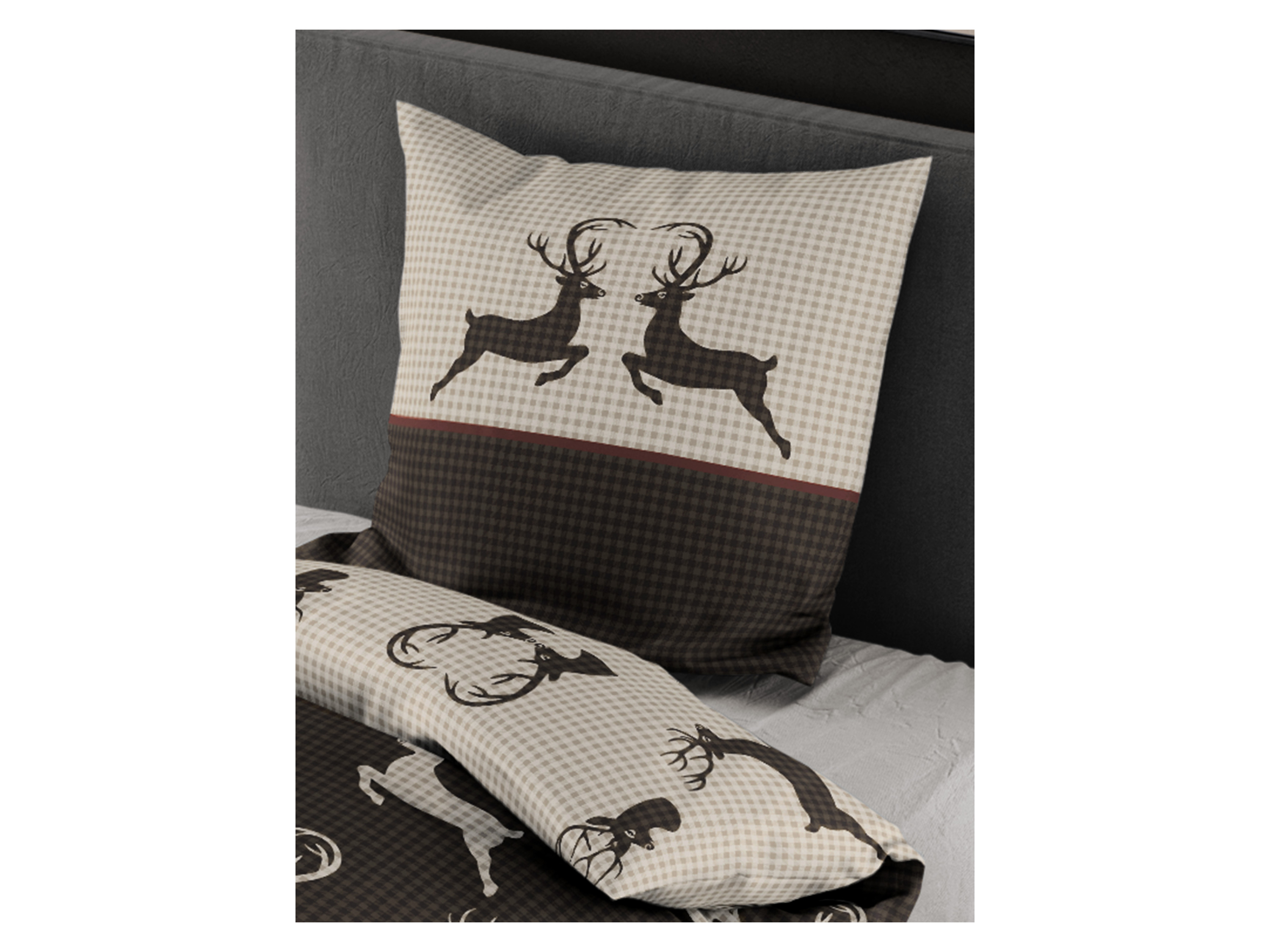 Thumbnail - Bierbaum Feinbiber Bettwäsche Hirsche (Braun, 155 x 220 cm)