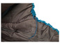 Detail eines blauen Schlafsacks mit Kordelzug.