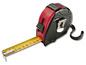 Ein Maßband mit rotem Gehäuse und gelbem Band.