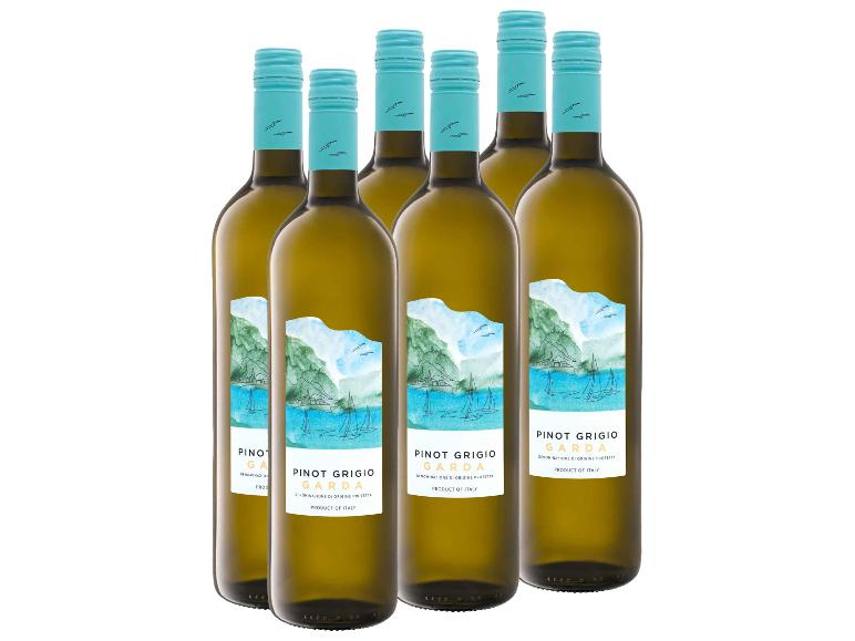 Sechs Flaschen Pinot Grigio Garda Weißwein mit blauen Verschlüssen