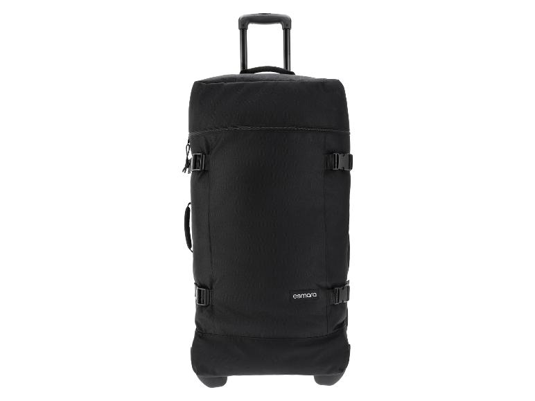 Schwarzer esmara Rollkoffer mit Teleskopgriff und Rollen, ideal für Reisen.