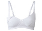 Weißer, gepolsterter Bügel-Still-BH mit Clips.