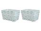 Set aus sechs hellblauen rechteckigen Flechtkörben