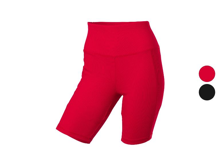 Rote gerippte High-Waist-Radlerhose mit Farboptionen