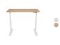 Verstellbarer Schreibtisch mit Holzplatte und weißen Beinen, mit Farboptionen