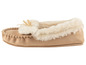 Beige Mokassins mit Fellbesatz