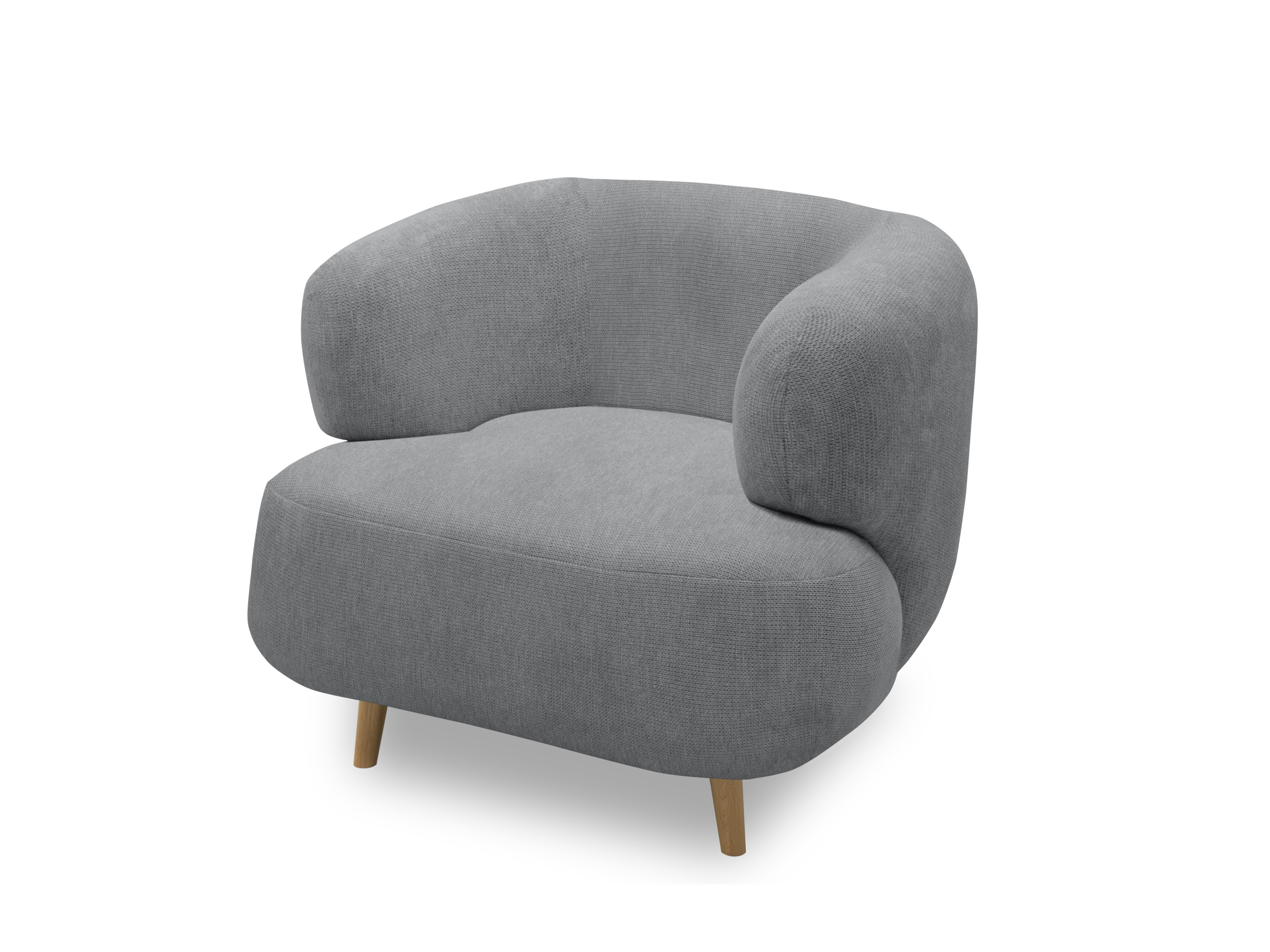 Thumbnail - Domo 2-Sitzer Sofa / Sessel »Brest«, im modernen Design (Sessel + Holzfüße, 90x86cm, Grau)