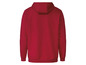 Ein roter Kapuzenpullover mit langen Ärmeln.