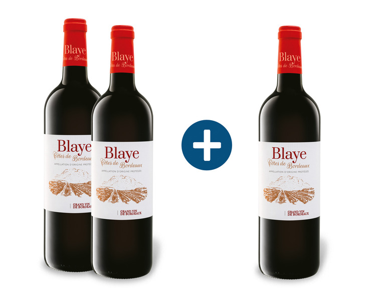 Gehe zu Vollbildansicht: 2 + 1 Paket Blaye Côtes de Bordeaux AOP trocken, Rotwein - Bild 1