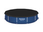 Blaues Bestway Steel Pro Schwimmbecken mit schwarzer Abdeckung.