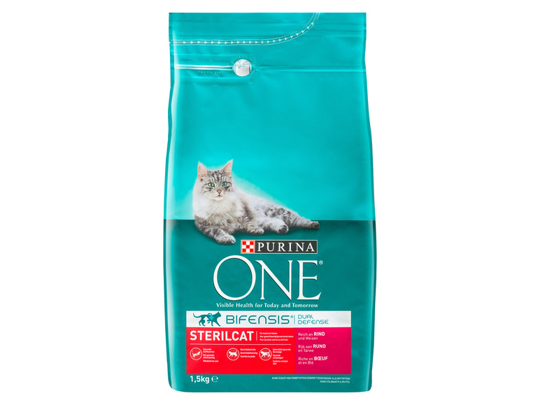 Gehe zu Vollbildansicht: PURINA ONE BIFENSIS STERILCAT Katzenfutter trocken für sterilisierte Katzen, reich an Rind, 6er Pack (6 x 1,5kg) - Bild 2