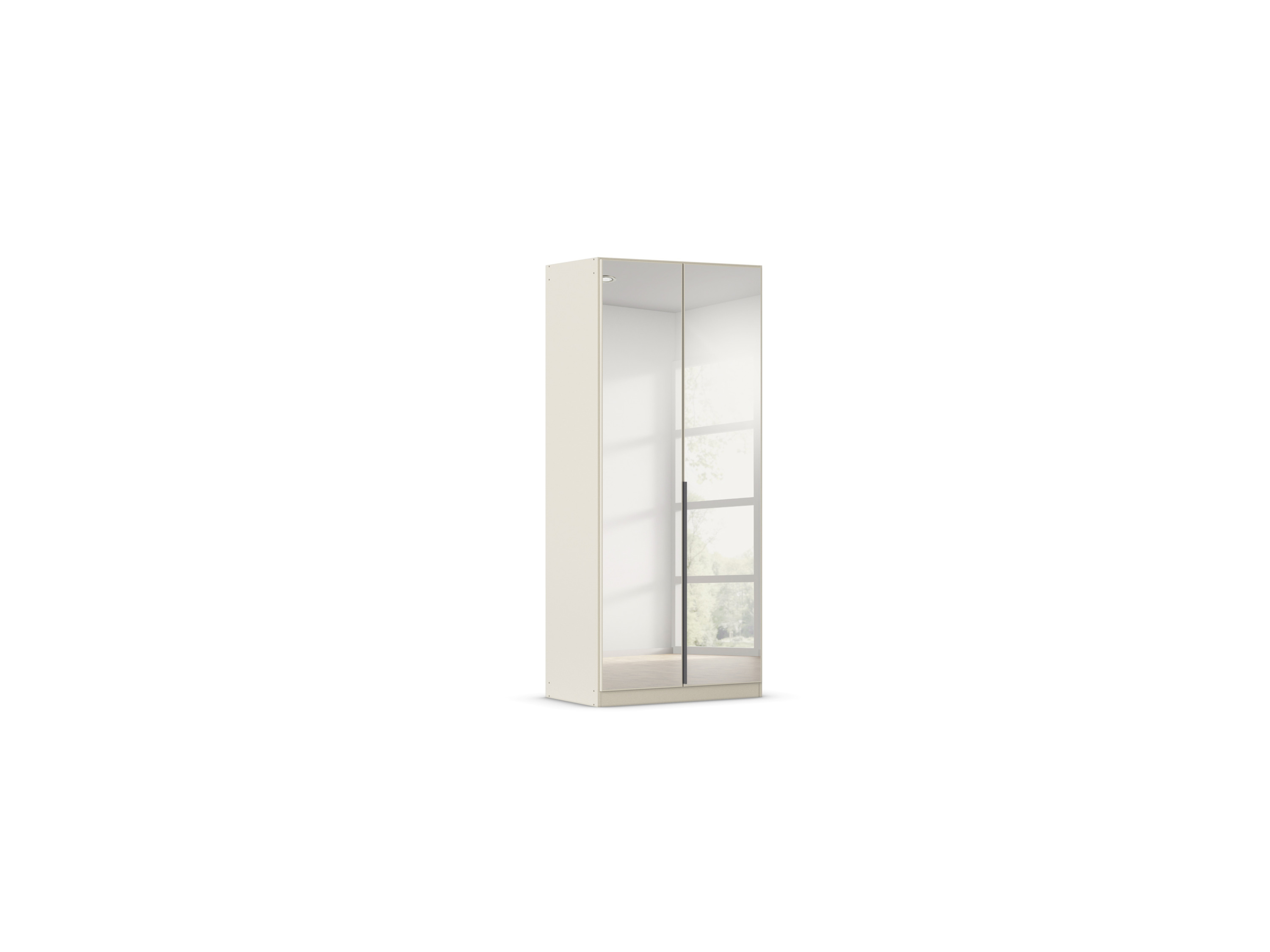 RAUCH ORANGE Drehtürenschrank Alabama mit Spiegel (Premium-Zubehör, Beige-Champagner, Griffe Grau, 91 x 229 cm)