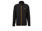 Schwarze Fleecejacke mit orangefarbenem Reißverschluss und Logo