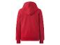 Roter Kapuzenpullover, Rückansicht, auf weißem Hintergrund.