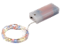 Mehrfarbige LED-Lichterkette mit Batteriebox und transparentem Gehäuse.