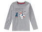 Graues Langarmshirt mit Astronaut, Rakete und dem Text 'Explore the Universe'.