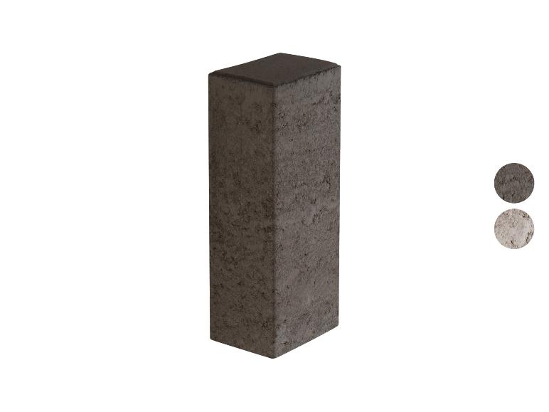 Dunkelgrauer rechteckiger Beton-Gartenpfosten mit Farbmustern.